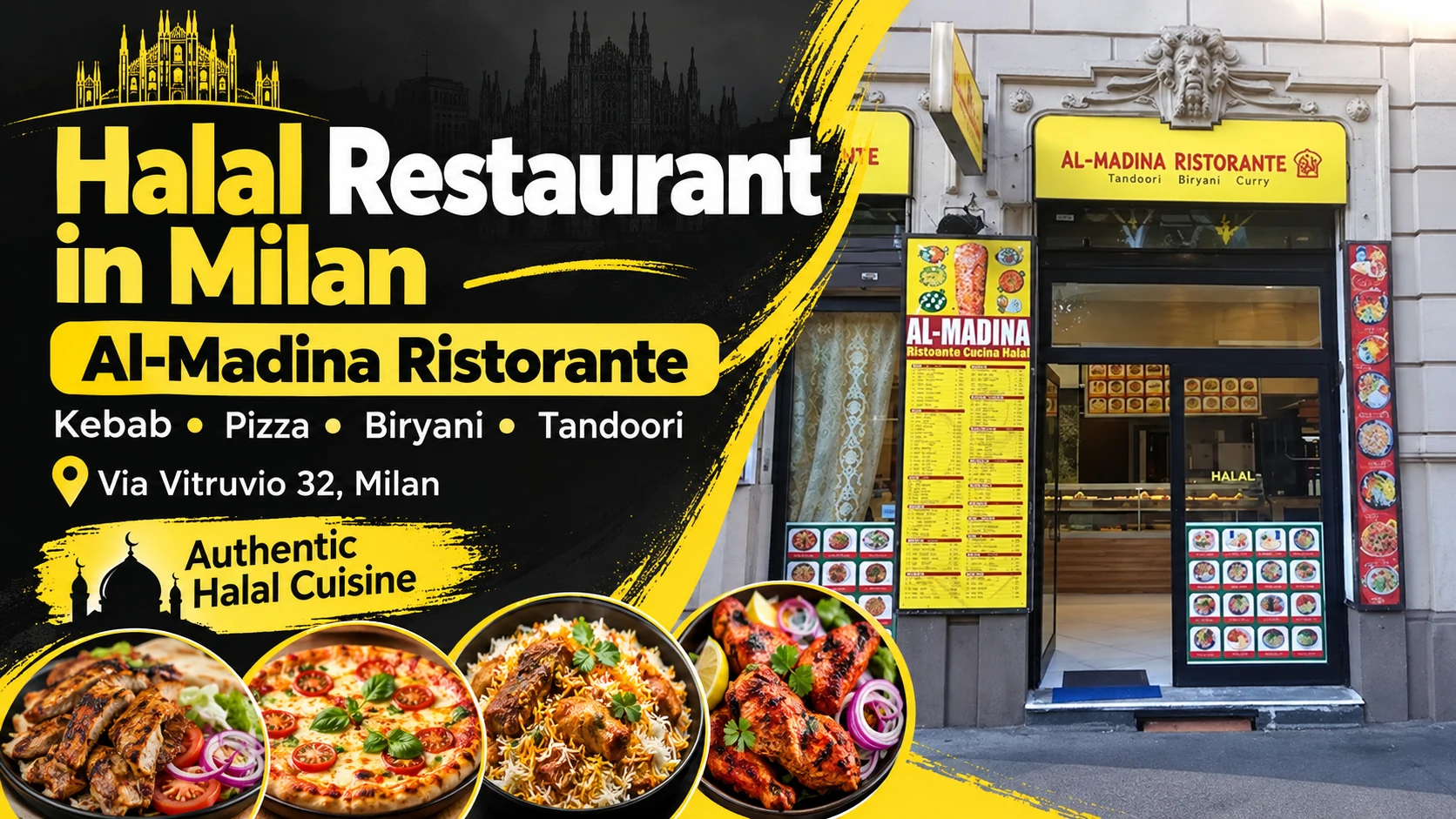 Al-Madina Ristorante halal restaurant in Milan, serving kebab, pizza, biryani and tandoori.